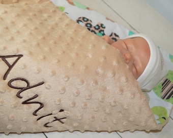 Two-layered baby blanket with name cotton