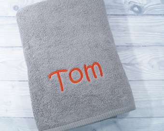 Towel embroidered with name 50 x 100 cm GRAY - 500 g/m2 - SUPER QUALITY! - 700229
