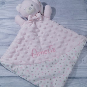 Schmusetuch bestickt mit Namen Schnuffeltuch Kuscheltuch ROSA TEDDYBÄR 400228 Bild 6