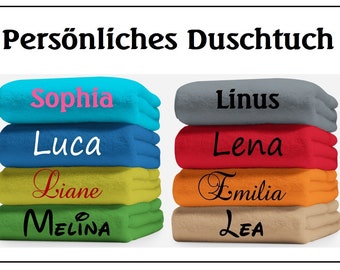 Duschtuch mit Namen bestickt  70x140  cm  - Handtuch mit Namen - 500g/m2 - Geschenk - Geburtstag -