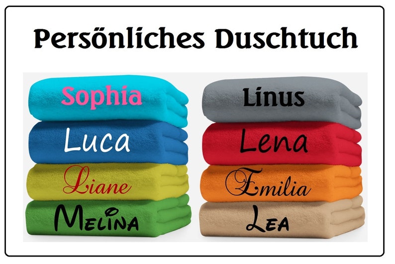 Duschtuch mit Namen bestickt 70x140 cm Handtuch mit Namen 500g/m2 Geschenk Geburtstag imagem 1