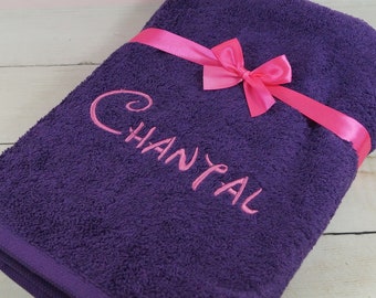 Bath towel embroidered with name 70x140 VIOLET - 100% cotton - ( 140233 )