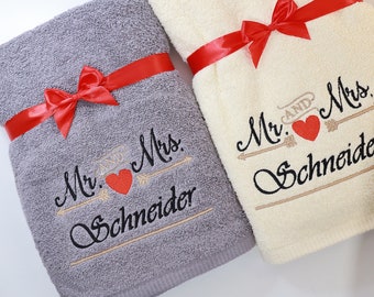 Serviette de douche brodée avec nom et motif - 70 x 140 cm - MANY COLORS - 500g/m2 - CADEAU Mariage