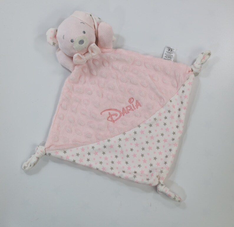 Schmusetuch bestickt mit Namen Schnuffeltuch Kuscheltuch ROSA TEDDYBÄR 400228 Bild 4