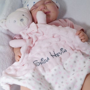 Schmusetuch bestickt mit Namen Schnuffeltuch Kuscheltuch ROSA TEDDYBÄR 400228 Bild 5