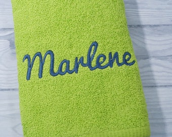 Shower towel embroidered with name - 30 x 50 cm - GREEN - 500g/m2 - GIFT - BIRTH ( 150222 )