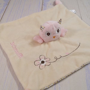 Cuddly cloth embroidered with name - sniffer towel - cuddly towel - BEIGE-ROSA EULE ( 702021 )
