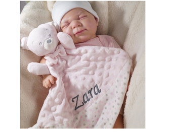 Cuddly blanket embroidered with name - comforter - cuddly blanket - PINK TEDDY BEAR 400228