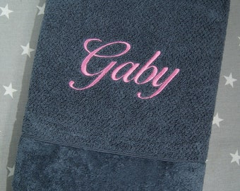 Shower towel embroidered with name - 50 x 90 cm - dark grey - 550g/m2 - SUPER THICK !!!  - GIFT ( 667116 )
