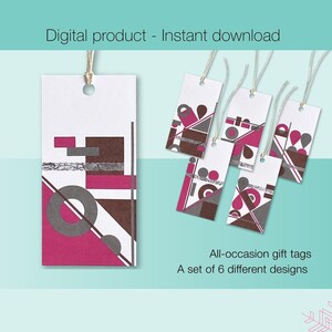 Etiquetas de regalo. Descarga digital. Tarjetas imprimibles. Etiquetas para todas las ocasiones. Diseño abstracto moderno. Etiquetas de regalo DIY. Envoltura de regalos.