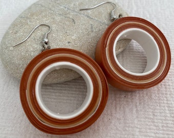 Hoop paper earrings. Brown earrings. Eco friendly gift. Gift for her. First anniversary. Paper jewellery. one of a kind gift.Stocking filler