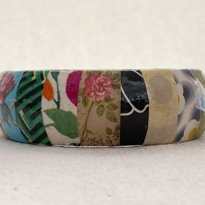 Upcycled bangle decoupaged with magazine paper. Paper jewellery. Stocking filler. Gift for her. Paper bracelet. Ready to ship. image 7