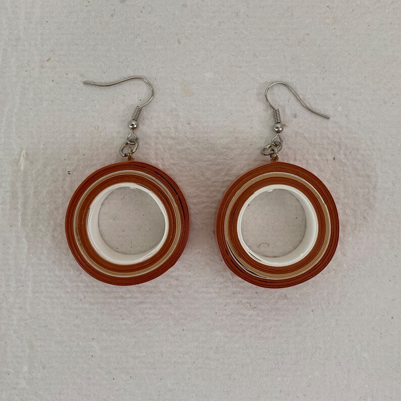 Hoop paper earrings. Brown earrings. Eco friendly gift. Gift for her. First anniversary. Paper jewellery. one of a kind gift.Stocking filler image 2