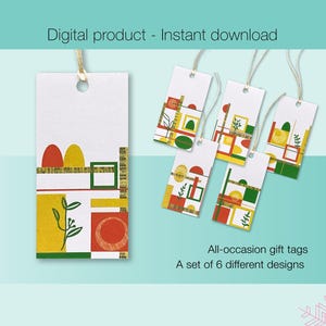 Étiquettes cadeaux. Téléchargement numérique. Cartes imprimables. Etiquettes toutes occasions. Design abstrait moderne. Etiquettes cadeaux DIY. Emballage cadeau.