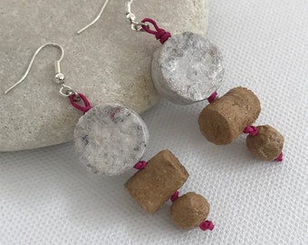 Dangling earrings. Paper jewellery. Paper beads. Recycled. Eco friendly.  Ready to ship. Contemporary jewelry. Sustainable gift for her.