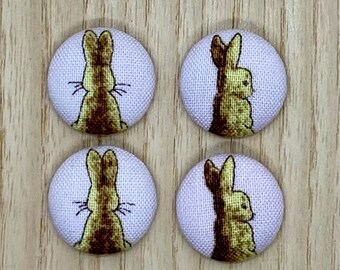 Easter Bunny Buttons, 18mm x 4, Handmade fabric buttons, Rabbit