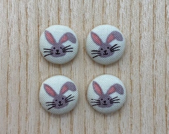 Easter Bunny handmade buttons, 15mm x 4, pale lemon, very cute!