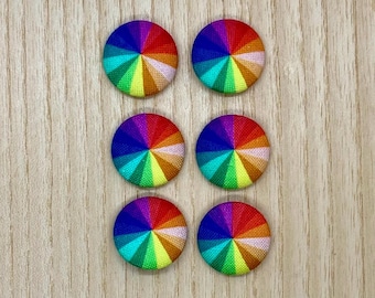 Rainbow Fabric buttons, 18mm, set of 6, Handmade Buttons, washable, Pride, LBGTQ+, handmade gift, for clothing and crafts