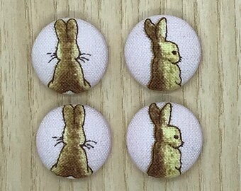 Easter Bunny Buttons, 18mm x 4, Handmade fabric buttons, Rabbit