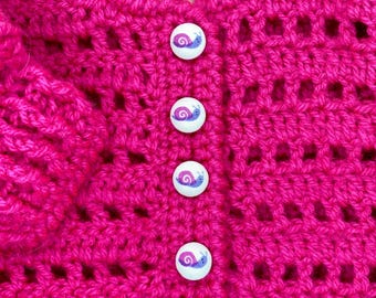Little Snail Fabric buttons, 15mm, set of 4, Handmade buttons for clothing and knitting