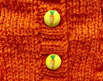 Easter Bunny Carrots handmade buttons, 15mm, set of 4, yellow, very cute!