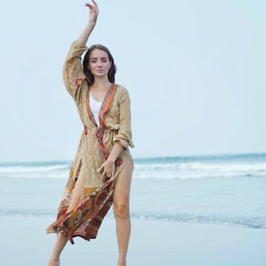 SILK JACKET, Elegant Long Silk Jacket, Vintage Silk Jacket, Summer Festival Outfit, Boho Chic Jacket