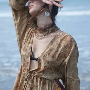 SILK JACKET, Elegant Long Silk Jacket, Vintage Silk Jacket, Summer Party Outfit, Boho Chic Jacket, Sustainable Silk Outfit