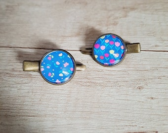 Barrette -  Lots de 2 barrettes - Pince crocodile | Barrette enfant Cabochon | pinces Motifs fleurs