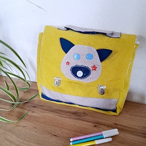 Cartable maternelle jaune, sac cartable " drôle de bête"