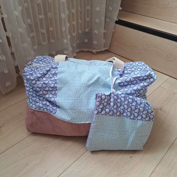 Sac à langer, sac de voyage pour Bébé | Sac à langer velours rose | sac à langer bebe