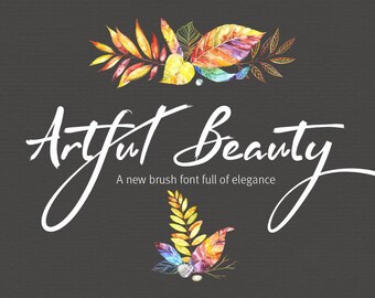 Digital font - Brush Script Font - Calligraphy font - Artful Beauty font - Wedding font - Can be used for a photography logo Monogram design
