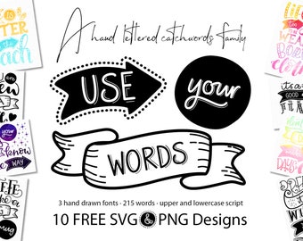 Use Your Words Catchwords Font Hand Lettering Font  Free svg designs hand lettered svg words font cricut files silhouette files
