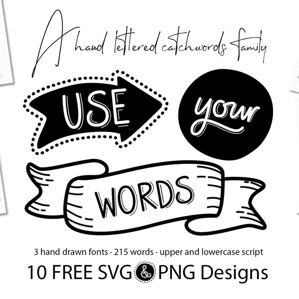 Use Your Words Catchwords Font Hand Lettering Font  Free svg designs hand lettered svg words font cricut files silhouette files