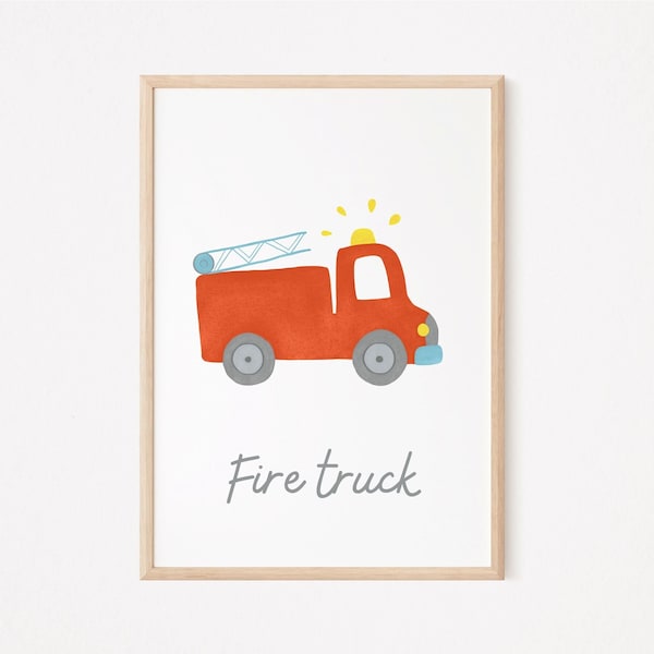 Poster mural pour garçons camion de pompiers, cadeaux pour enfants,décoration chambre d'enfants, décoration salle de jeux, chambre de garçon