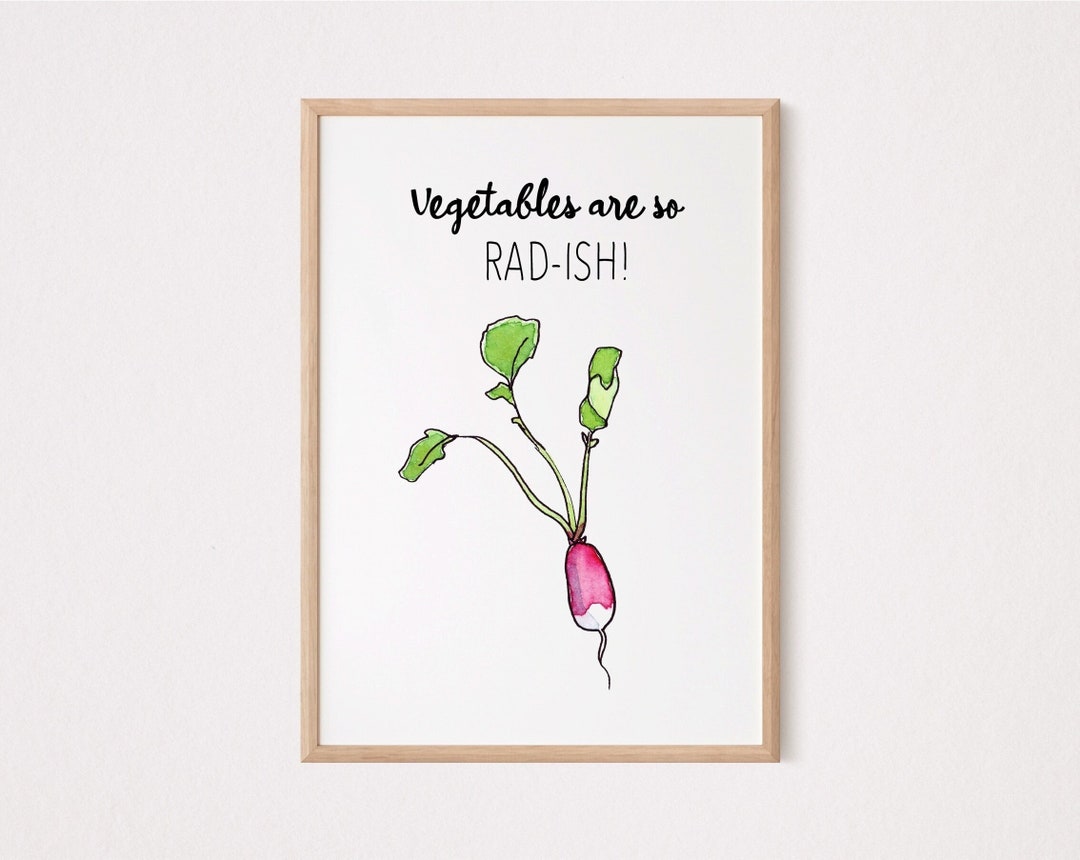 Funny Radish Quote Printable Art, Vegetarian Kitchen Decor, Funny Gift