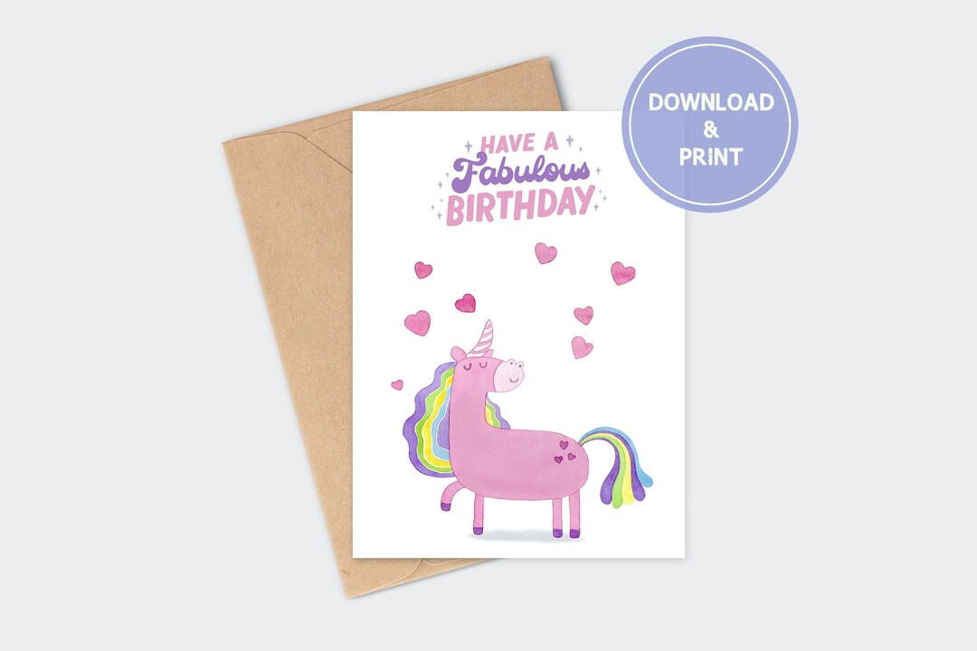 Girly Unicorn Printable Birthday - Il 1080xN.5262601470 A6ar 