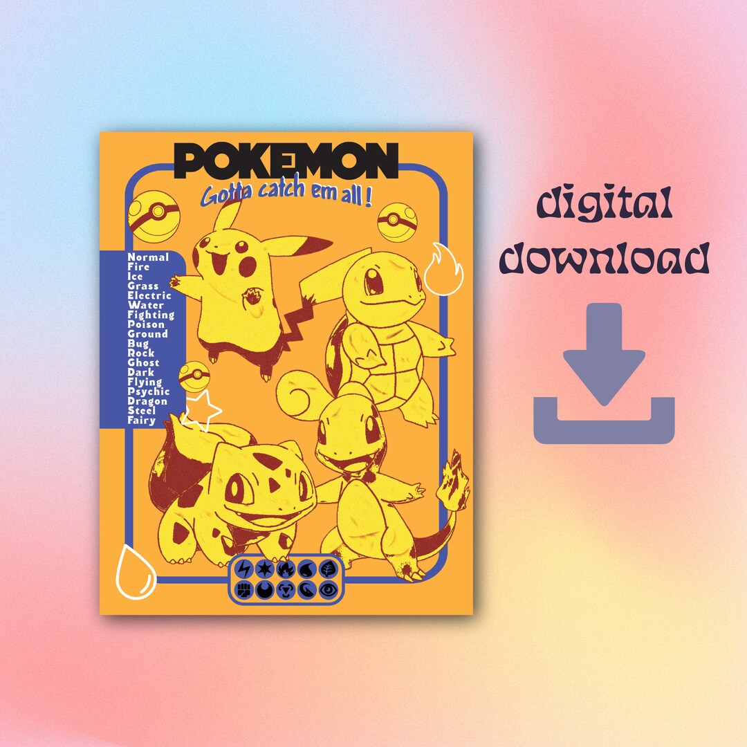 POKEMON digital Download Game Poster Etsy