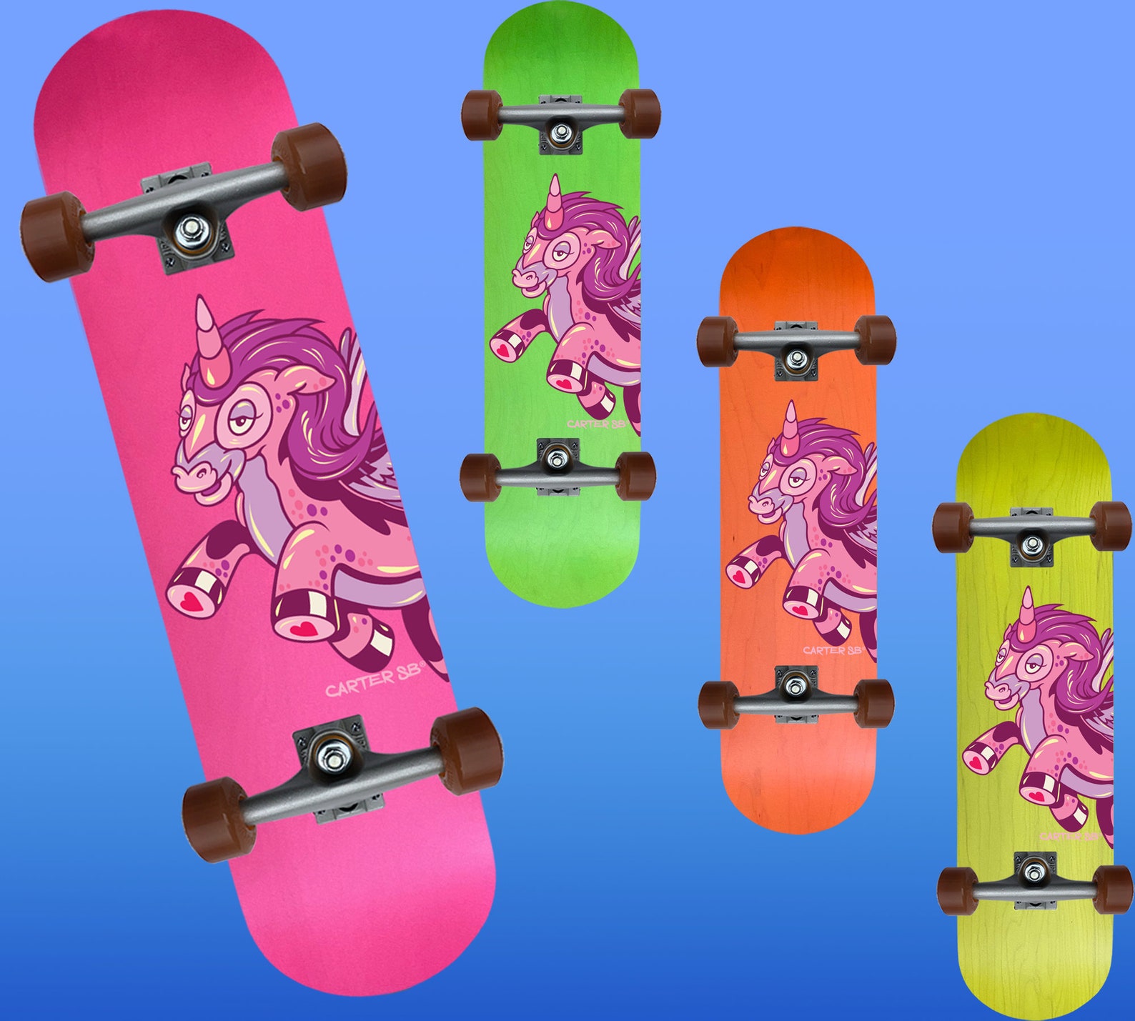 Kids Complete Skateboard Deck Unicorn Design 2 Sizes Etsy