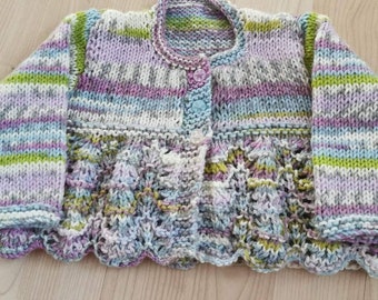 Brand new hand knitted baby cardigan 0/6 months