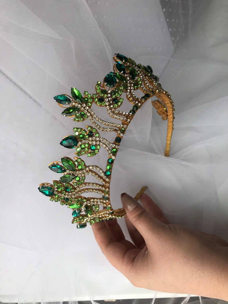 Green Leaf Crown Emerald Tiara Costume Tiara Crown for Her Etsy