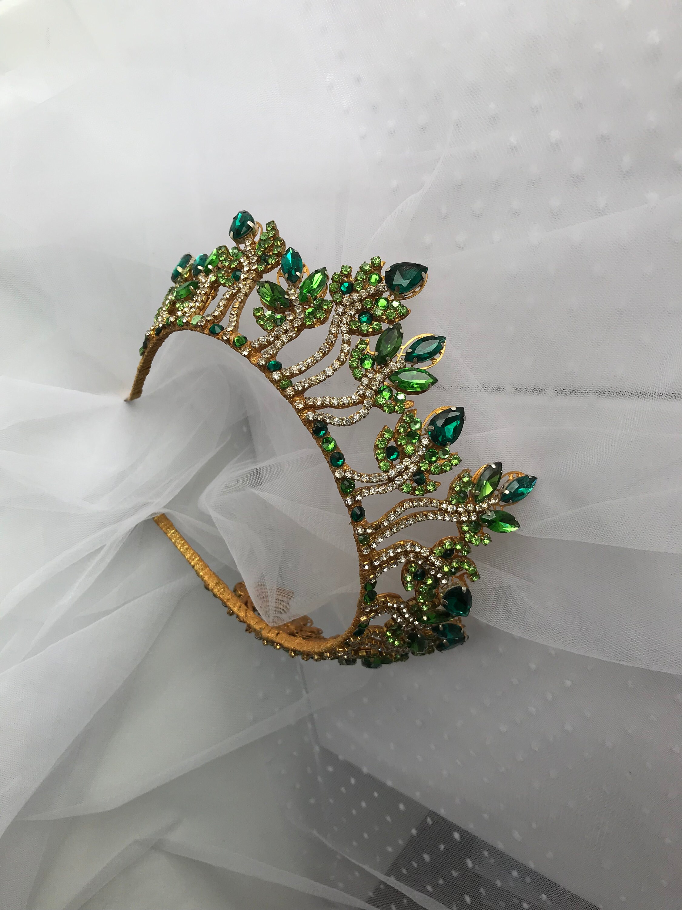 Green leaf crown emerald tiara costume tiara crown for her Etsy