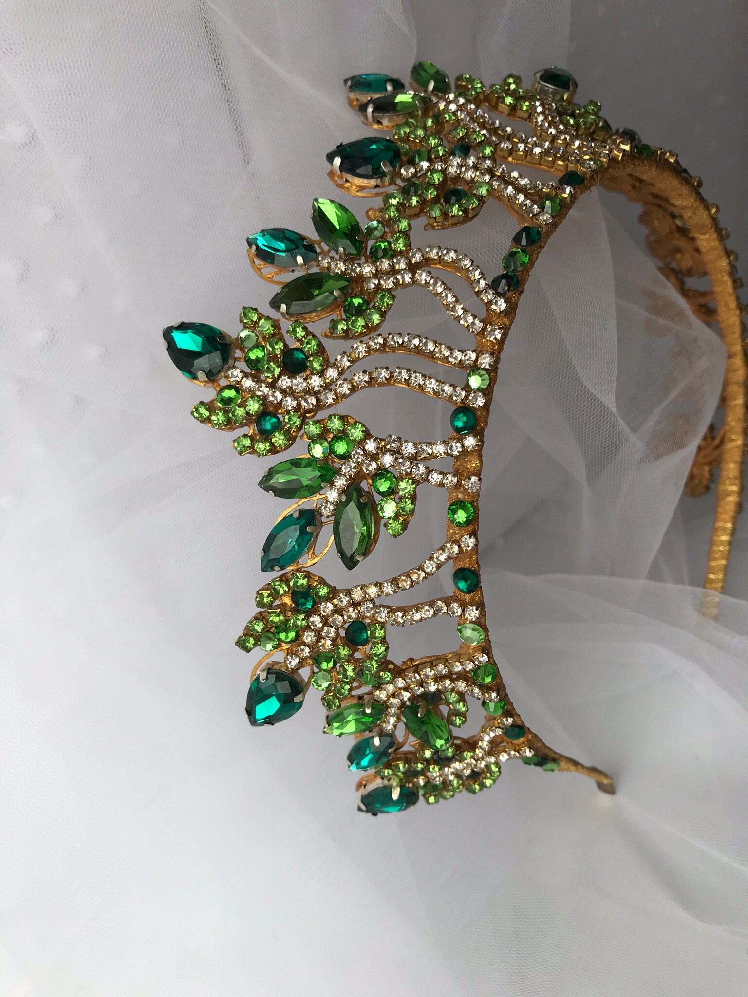 Green leaf crown emerald tiara costume tiara crown for her Etsy