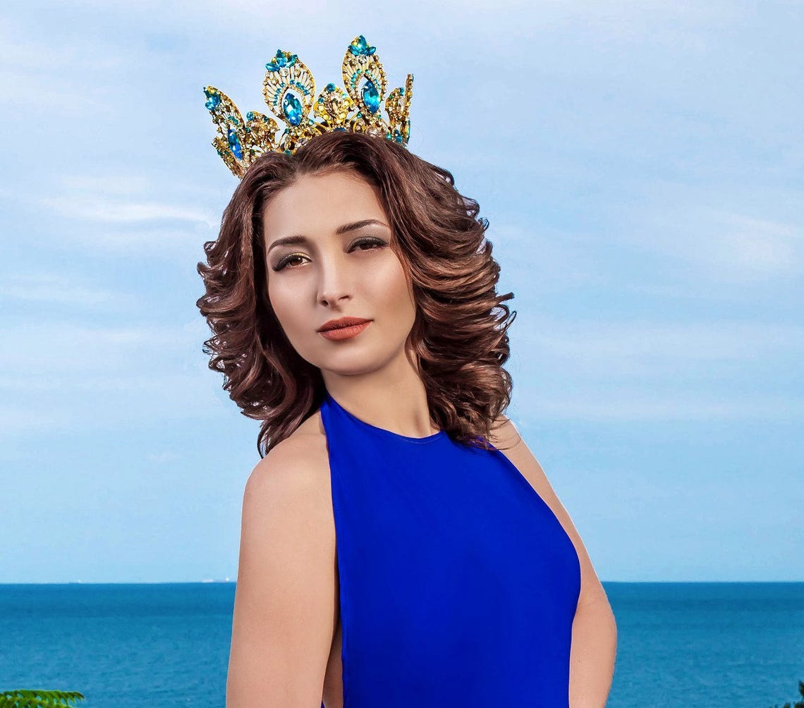 Crown Ukraine Blue and Yellow Crown Gold Colour Crown Tiara Etsy