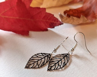 Leaf Earrings Silver | Autumn | Fall | Leaves | Wedding Jewelry Jewellery | Dainty Minimal Simple