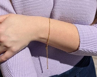 Nova Bracelet | Gold Dainty Satellite Ball Link Chain | Wedding Jewelry Jewellery | Bridesmaid Gift