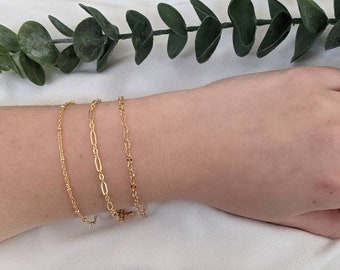 Isla Bracelet | Gold Figaro Paperclip Link Chain | Wedding Jewelry Jewellery | Bridesmaid Gift