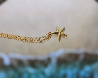 Gold Starfish Necklace | Dainty Simple Minimal | Beach Jewelry Jewellery | Tropical | Ocean | Sea