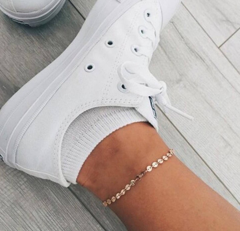 Gold Dot Anklet Round Circle Dots Holes