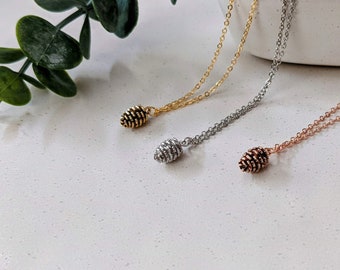 Rose Gold Silver Gold Pinecone ONLY Necklace | Fall | Autumn | Dainty Minimal Simple Cute Jewelry Jewellery