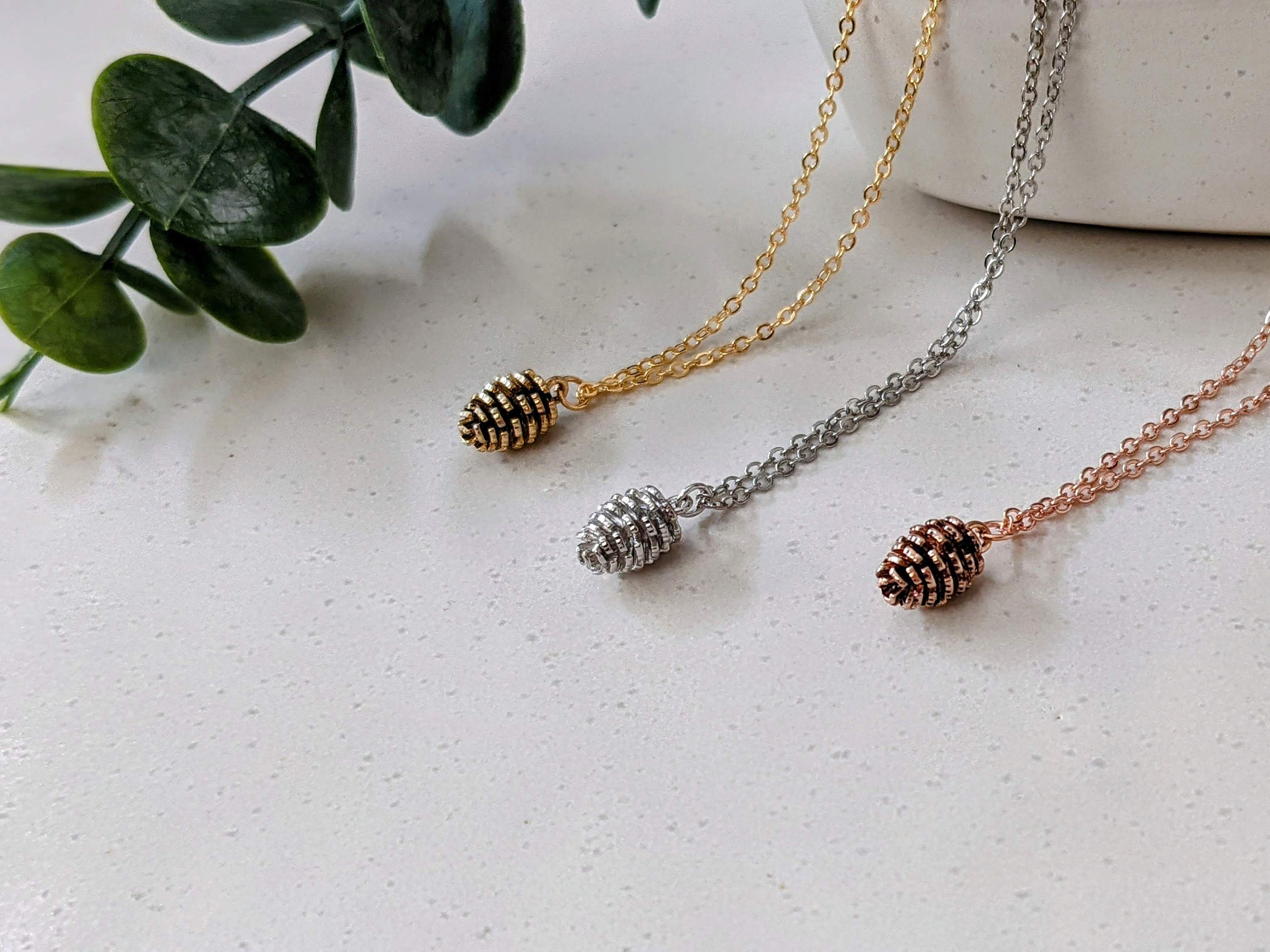 Rose Gold Silver Gold Pinecone ONLY Necklace Fall Autumn 